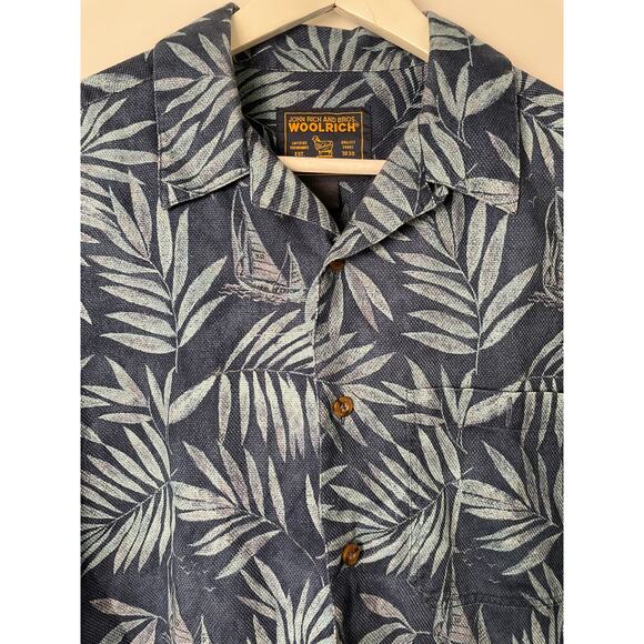 WOOLRICH 100% cotton Tropical Pattern Shirt SZ L - Picture 7 of 7